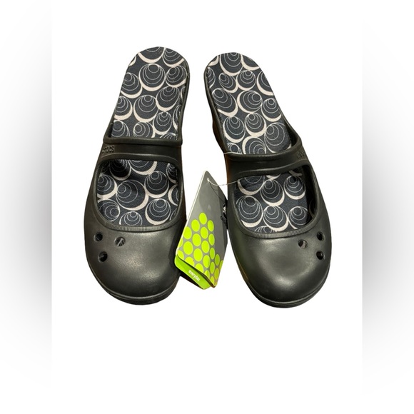CROCS Shoes - NEW CROCS Frances black 9 wedges W9 Maryjane heel